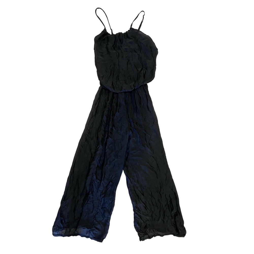 Scandal Italy Stella Jumpsuit Black Wide Leg Sheer‎ Silk Blend NWT One Size
